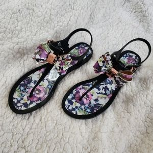 Ted Baker London Floral Sandals with Black and Purple Accents